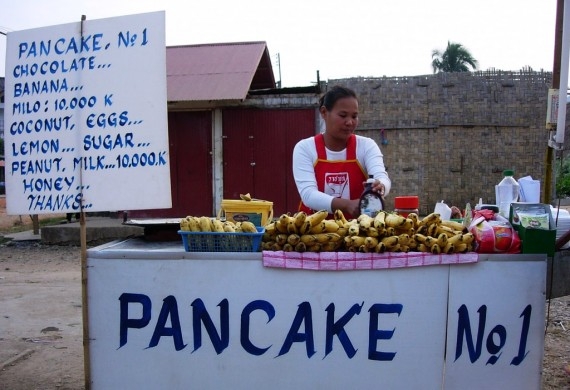 Banana pancakes in Vang Vieng, Laos